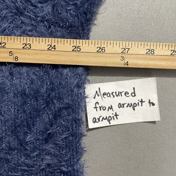 Venus Eyelash Cardigan Plus Size 1X Blue Open Front Soft Cozy Pocket Duster - Picture 8 of 9